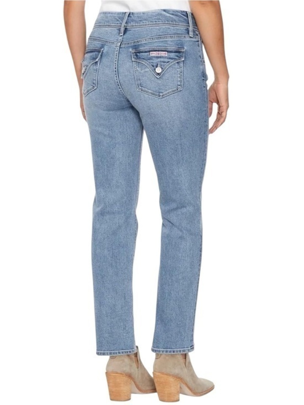 Hudson Denim NWT Women's Sz 14 34 Icy Blue Wash Mid Rise Slim Straight Leg Jeans